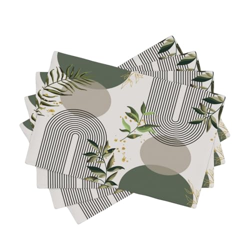 Boho Leaves Placemats Set of 4,Wildflower Summer Table Mats for Party Kitchen Dining Decoration 12x18 Inch 4 PCS, Style-12 - color: Style-12, size: 12"X18"|4 PCS