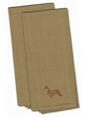 Caroline's Treasures BB3429TNTWE Australian Kelpie Dog Tan Embroidered Towel Set of 2 Decorative Bathroom Guest Hand Towel for Hand, Face, Tea, Dishcloth, 19 X 25, Tan - color: Tan, style: Australian Kelpie Dog
