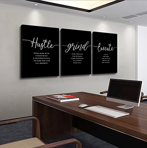 Gift for Boss,Framed Canvas Wall Art Success Quote, Office Wall Art, Black Large Poster, Positive Motivational Set of 3 Prints, Execute Failure Definition, Inspirational Print (F-3pcs,24x36inchx3pcs) - color: F-3pcs, size: 24x36inchx3pcs