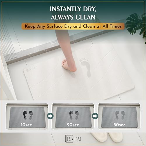 Extra Large Diatomaceous Earth Stone Bath Mat (31.5” x 19.7”) Beige XL | Fast Absorbent Shower Stone Bath Mat For Bathroom - Quick Dry, Easy Clean and Non-Slip Mat - Instant Drying Diatomite Bathmat - color: Beige
