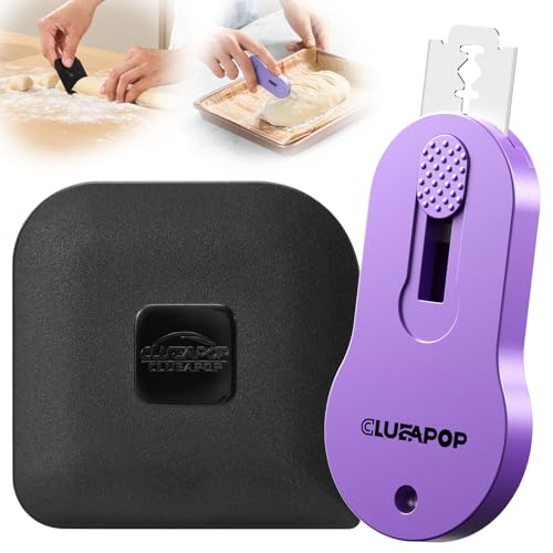 CLUEAPOP Bread Lame Sourdough Scoring Tool Set, Magnetic Bread Scoring Tool with 5 Retractable Blades & Pan Scraper, Push-Pull Safety Design, Sourdough Scorer Tool for Dough Baking - color: BlackLavender