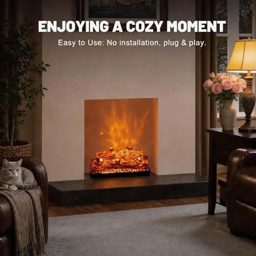 Electric Fireplace Logs Realistic Flame Effect Embedded Fireplace Flame Block 21.46 * 9.45 * 8.27 in USB Remotecontrol Fireplace Placement Not Emitting Heat - color: Extra Large