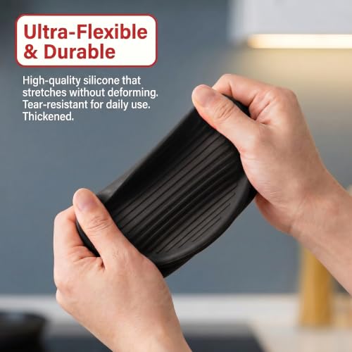 Silicone Kitchen Oven Mitts Set, Mini Finger Protector Cooking Pinch Grips Pot Holder Toaster Oven Accessories,BBQ Baking Mittens Heat Resistant Gloves, 2 Pairs（Black and Cool Gray） - color: Black and Cool Gray