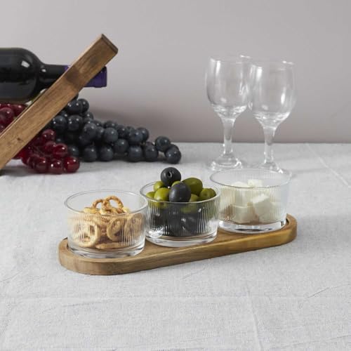 HOME DECO FACTORY, KA0349 Bamboo Aperitif Board with Drawer for Cheese Knives, Practical and Elegant Kitchen Utensil, Ideal for Appetizers, 40 x 30 cm, Brown, Transparent