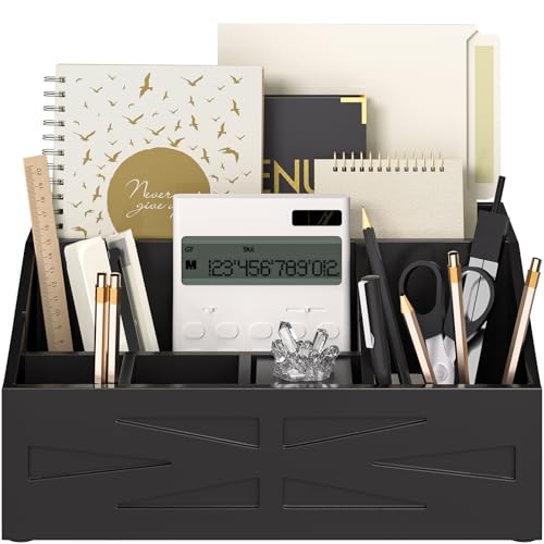 Large Mail Organizer Countertop,Farmhouse Desk and Kitchen Countertop Storage, Letter Sorter, Desk Mail and Bill Organizer, Desktop File and Paper Holder - color: Black