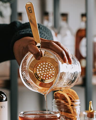 Antique Style Hawthorne Antique Brass | Bar Hand Strainer | Cocktail Strainer | Sieve for Bartending | Mixing Glass Strainer - color: Antique Brass