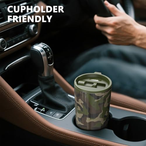 TILUCK 20 oz Insulated Coffee Tumbler with BPA-Free Lid | Travel Coffee Mug, Dishwasher Safe, Cup Holder Friendly, Double-Wall Vacuum Insulation for Hot & Cold Drinks, Camouflage - color: Camouflage, size: 20 Ounces