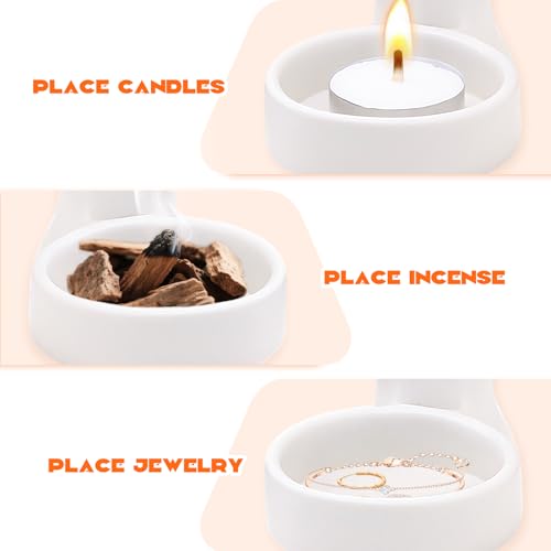 Set of 2 Cute Ghost Tealight Candle Holders, Halloween Decorations Indoor, Small Cartoon Ceramic Taper Tealight Candle Holder for Home Office Party Wedding Holiday Decor Gift, Not Included Candle