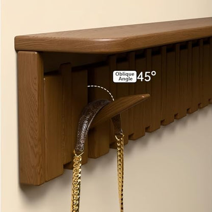 Wall Mounted Coat RackHooks Piano Key Hangers Natural Solid Wood Hanger Non-Woven Fabric Clothes Hangers for Closet, Kitchen, Bedroom, Bathroom, Entryway (Tray Walnut-Beech, 4 Hooks) - color: Tray walnut-beech, size: 4 Hooks