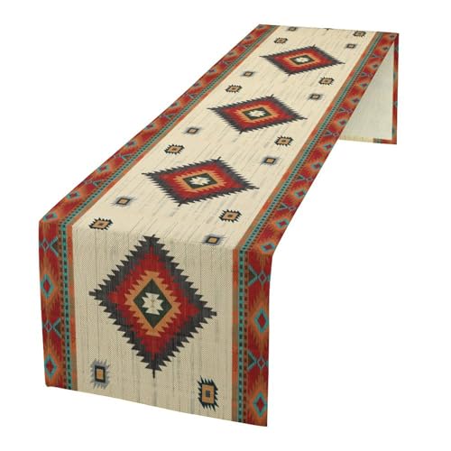 Retro Aztec Table Runner, Western Native American Tribal Art Printed Runner for Home Kitchen Dining Table Party 13x36in - color: Aztec-7, size: 13x36in