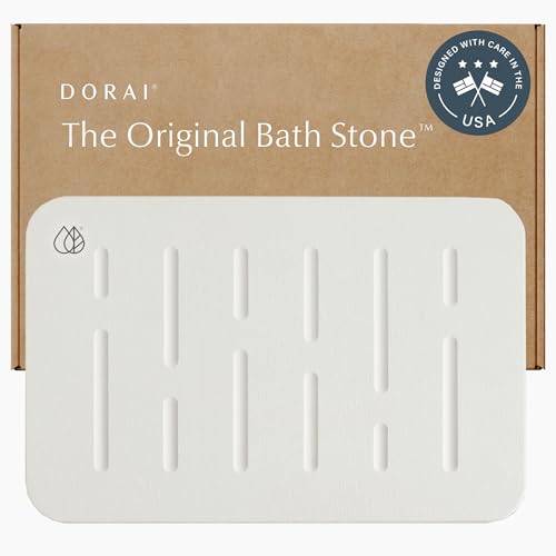 Dorai Home Stone Bath Mat - Premium Diatomaceous Earth Bath Floor Mats with Non-Slip Base, Fast-Drying Modern Shower Mat for Bathroom | Rain Sandstone - 23.6"x15.4" - color: Rain Sandstone, size: 1 Pack