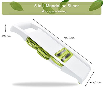 NACOLUS 5 in 1 Mandoline Slicer Vegetable Slicer Mandolin Multi Blade Potato Veggie Slicer Vegetable Cutter Julienne Shredder Potato Slicer Green - color: Green