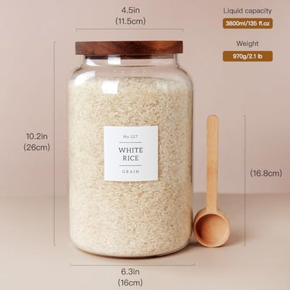 CZSZYGHBAO 2 PCS Large Glass Jar with Airtight Lid, Glass Food Storage Jars for Tea,Spice,Cereal, Egg,Flour,Coffee and More(1 gallon/4000 ml) - color: 4000ml