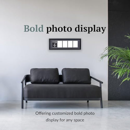 Creative Letter Art - 5 Opening 5x7 Black Picture Frame with 10x32-inch Black Mat Collage including Full Strength Glass, Alphabet Photography - color: 5 opening, size: Black w/ Black