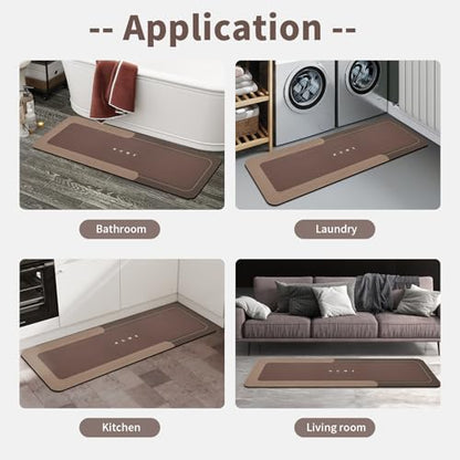 Housego Absorbent Bath Mat, Quick Dry Bath Rug, Non-Slip, 16.93x50 Inch, Brown - color: Brown, size: 1'5" x 4'2" (Rectangular)