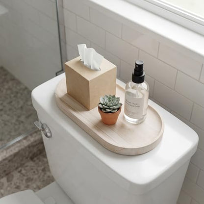 YKAJO Wooden Vein Beige Oval Marble Tray, 11.8x5.9 Perfume Organizer Dish | Honed natural stone; jewelry & trinket dish, ring & key holder, soap & candle catchall; bath counter, dresser, coffee table - color: Wooden Vein Beige, size: 11.8" x 5.9" x 0.6"