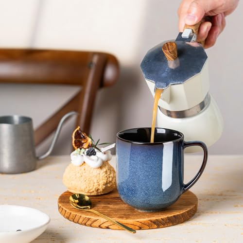 LERATIO Ceramic Coffee Mugs Set of 6,12oz Handmade Coffee Mugs Set | Large Handle for Cappuccino/Latte/Tea/Hot Cocoa,Oven &Dishwasher & Microwave Safe-Blue - color: reactive glaze-4