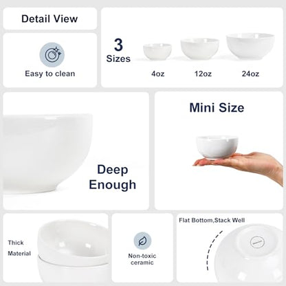 Selamica Ceramic Dipping Bowls 4 oz, Mini Dip Bowls Set of 6 for Sauce, Condiment, Side Dish, Charcuterie Board, Microwave Dishwasher Safe, White - color: White, size: 4 Oz