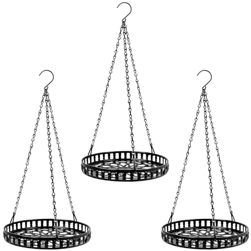 Plant Hanger Indoor Outdoor, 3 Pack Metal Hanging Plant Holder | Hanging Planters for Indoor Plants,Hanging Plant Basket, Decorative Metal Flower Holder for Window Balcony Porch Patio - color: Black-3pcs