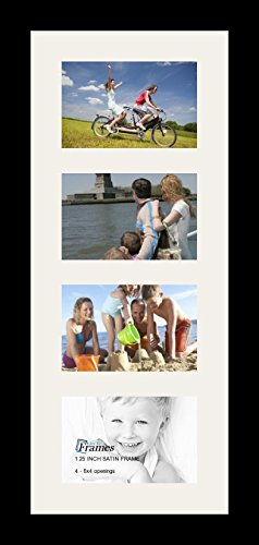 ArtToFrames Collage Photo Frame Single Mat with 4-4x6 Openings and Satin Black Frame. - color: 4 - 4x6 - (2381)