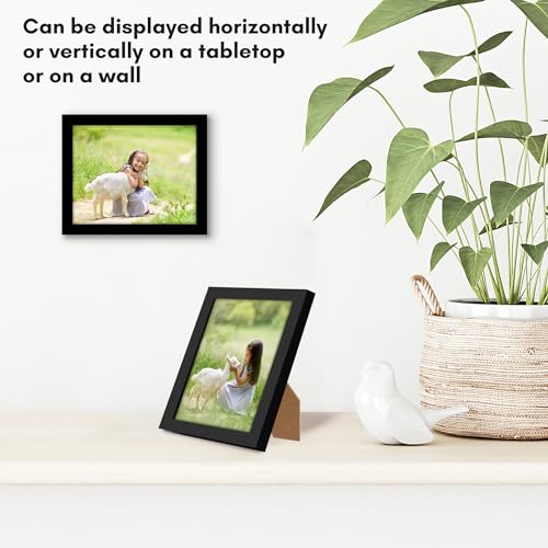 Americanflat 4x5 Picture Frame - Slim Molding - Black | Shatter-resistant glass, wall or tabletop display with included easel, triangle hangers included, secure turn-tab backing - color: Black, size: 4x5