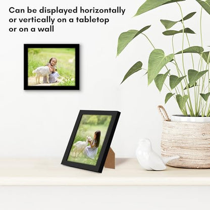 Americanflat 4x5 Picture Frame - Slim Molding - Black | Shatter-resistant glass, wall or tabletop display with included easel, triangle hangers included, secure turn-tab backing - color: Black, size: 4x5