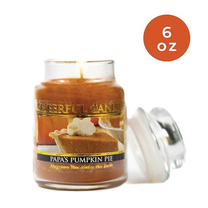 A Cheerful Giver - Papa's Pumpkin Pie Scented Glass Jar Candle (6 oz) with Lid & True to Life Fragrance Made in USA - size: 6oz