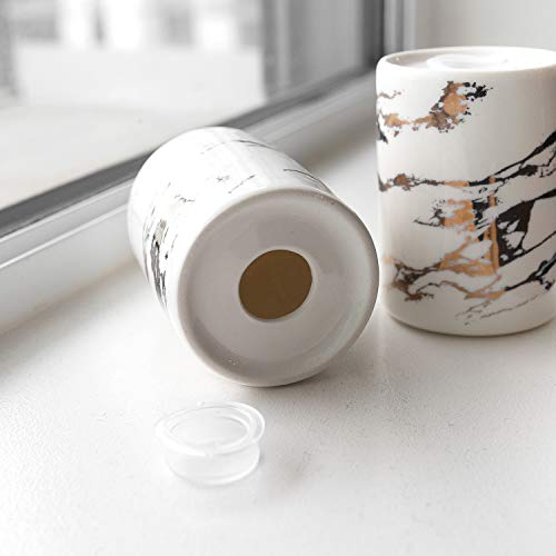 Gold Ceramic Salt and Pepper Shakers with Lids - Modern Salt and Pepper Shaker Set