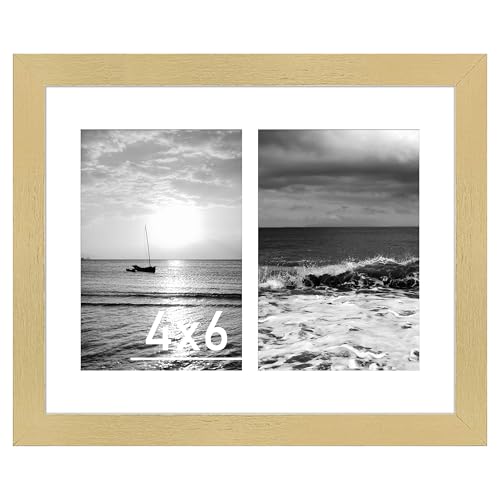 VIOLABBEY 8x10 Collage Picture Frame, Fits Two 4x6 Photos with Mat, Gold | One 8x10 Picture without Mat, Wall or Tabletop, Wall Decor - color: Gold, size: 8x10-1Pack
