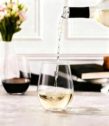 OJA Unbreakable Tritan Plastic Stemless Wine Glasses,16 oz,Set of 6,Outdoor | Shatterproof Wine Glass, Clear, BPA-free, Reusable, Dishwasher-Safe, Drinking Glassware for Poolside, Camping, Party