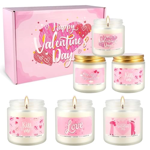 12-Pack Scented Candles Gift Set - 2oz Soy Wax Aromatherapy Candles with 6 Assorted Fragrances, Hand Poured Natural Essential Oil Jar Candles for Home Office Yoga Decor, Birthday Christmas Mother's Da - color: 6Pack-Pink