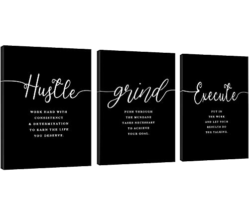 Gift for Boss,Framed Canvas Wall Art Success Quote, Office Wall Art, Black Large Poster, Positive Motivational Set of 3 Prints, Execute Failure Definition, Inspirational Print (F-3pcs,24x36inchx3pcs) - color: F-3pcs, size: 24x36inchx3pcs