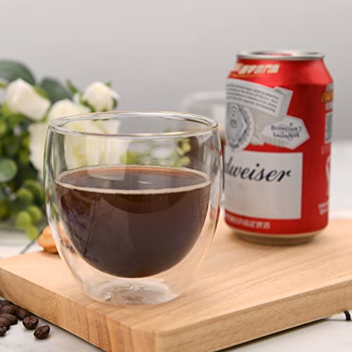 2pcs 8.5OZ/250ml Coffee Glasses Clear Insulated Coffee Mug, Glass Coffee Mug Double Wall Glass Coffee Mugs, Espresso Cup Glass Coffee Cups Double Wall Glass Tumbler For Latte Cappuccino Coffee