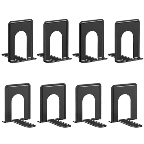Optomni Bookends, Book End Supports Heavy Duty Metal Bookend Support, Book Ends Supports for Shelves Decor Home Office School 2 Pairs (Black, 4 Pairs/8 Pieces) - color: Black, size: 4 Pairs/8 Pieces