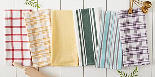 DII Assorted Woven, Kitchen Dishtowel Set, 18x28, Dark Green, 5 Piece - color: Dark Green