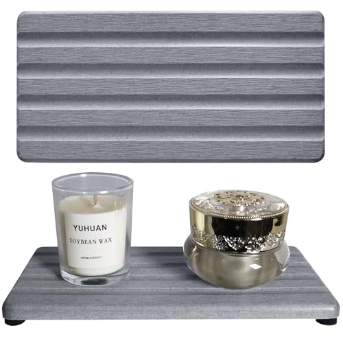 Diatomite Soap Dish Holder Water Absorbing Stone Tray Bathroom Countertop | 2PCS, 7.9" x 4", Fast Drying, Kitchen Sink Organizer, Vanity Tray, Diatomaceous Earth Coaster, Sponge Holder, Sink Caddy - color: Gray, size: 7.9" x 4" (20 x 10cm)