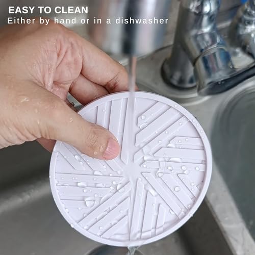 Silicone Drinks Coasters Set of 6 - with Smart, Modern Groove Patterns & Gold Holder Protecs Your cofee Table from Condensation Cups, muggs Home, Office, bar Decor - Lavander White - color: Lavander White