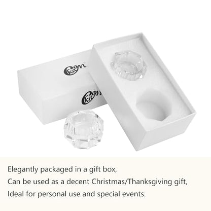 Kitcom Crystal Tea Light Candle Holders Pack of 2 for Tabletop Home Decor W2.36'' X H1.57'', Comes with Gift Box