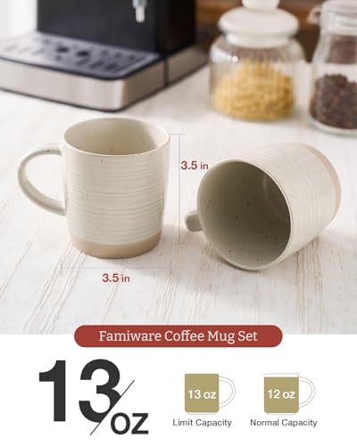 famiware Coffee Mugs Set of 4, 13 oz Mug Set, Ceramic Cup Set with Handle | Stoneware Mug for Coffee, Tea, Latte, Cappuccino, Microwave and Dishwasher Safe, Constellation Series，Beige - color: Constellation-Beige, size: 4 Count (Pack of 1)
