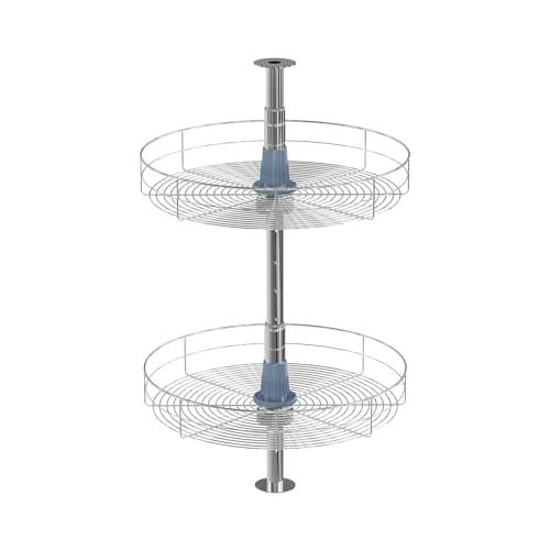 Dowell 18" Round Lazy Susan, 2 Shelves, Kitchen Wall Corner Cabinet Organizer (Chrome 4001 360D) - size: Wall Cabinet Round Shape Dia.18" Full Circle