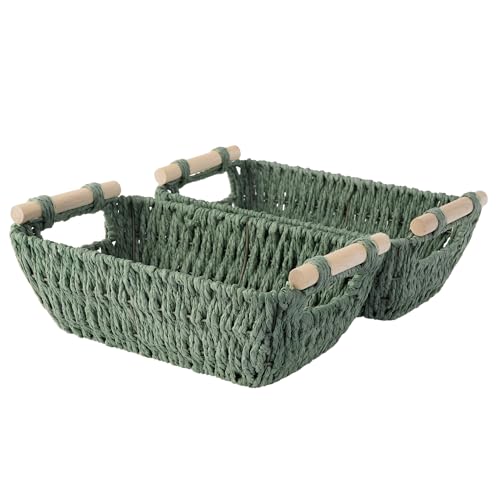 Storageworks Small Storage Basket, Woven Basket For Shelves, Bosana Green - color: Bosana Green, size: Small