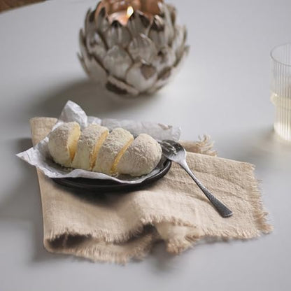Handmade Cloth Napkins 100% Cotton Napkins with Fringe，Delicate Handmade Cloth Napkins for Dinners, Parties, Weddings and More，18 x 18 Inch Set of 4 - Beige - color: Beige