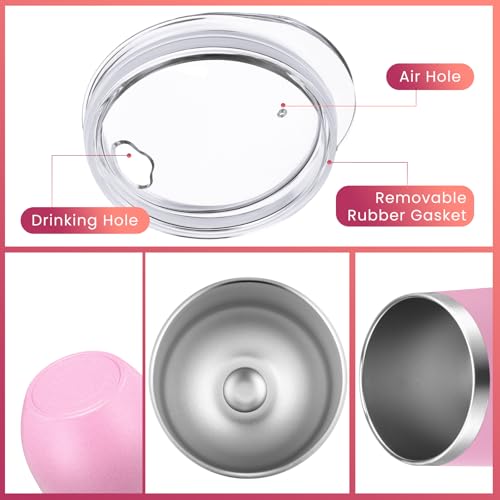 Remagr 16 Pack Stainless Steel Wine Tumblers 12 oz Insulated Vacuum Wine Cup Set Double Wall Stainless Steel Stemless Mug Glasses for Coffee Soda Whiskey Outdoor Travel (Pink) - color: Pink