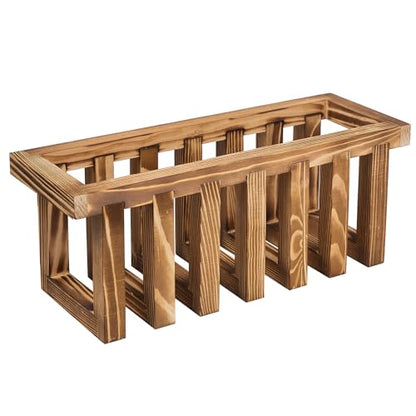 11 Inch Premium Solid Acacia Wood Wall Mounted Mail Letter Holder Basket, Rustic Farmhouse Wooden Hanging Card Storage Rack, Home or Office Organizer