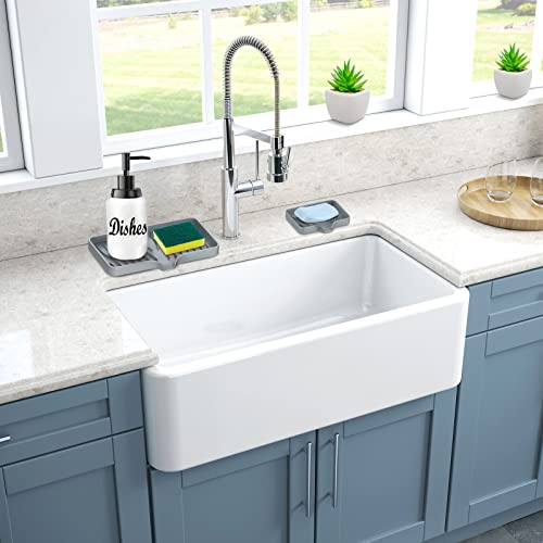 Kitchen Sink Tray,Self Draining Kitchen Soap Tray Soap Holder Silicone Sponge Holder for Kitchen Sink,Kitchen Bathroom Sink Caddy Sink Organizer for Sponge,Soap Dispenser,Dish Scrubber,Palm Brush - color: Cool Gray