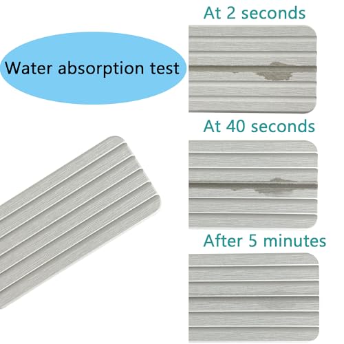 NiuYichee Set of 4 Water Absorbing Stone Trays for Kitchen Sink, Quick-Drying Stone Soap Tray, Diatomite Bathroom Soap Dish, 2pcs 3.15" x 3.15" + 2pcs 7.1" x 3.15", Light Grey - color: Set of 4 Light Grey With Grooves