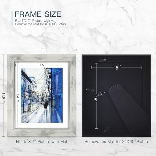 XUANLUO 8x10 Picture Frames Set of 4 Rustic Retro Photo Frame with HD Plastic Cover for Wall Mount and Tabletop Display Family Friends Wedding Gift - color: white-4pcs, size: 8 x 10 inch