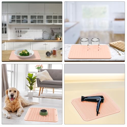 ZLR 4-in-1 Silicone Mat: Air Fryer & Coffee Maker, 12"x12", Peach Pink | Dish Drying Mat, Heat-Resistant Trivet to 450°F, Appliance Non-Slip Base, Food-Grade, Dishwasher Safe, Rolls Up - color: Peach Pink, size: 12" x 12"