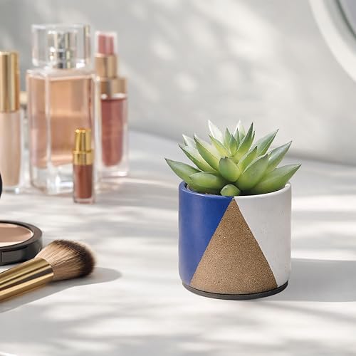 D'vine Dev 2-Pack Cachepot with Clear Pot, 3.5 in, Cobalt Canyon, 93-V-A-3 | Dual-Pot System, Root Visibility, Bottom Watering Support, Enhanced Drainage, Artistic Stoneware Design, Easy Plant Care - color: Cobalt Canyon, size: 3.5” Cachepot + 3“ Clear Gr