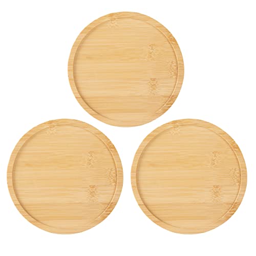 3 Pack Bamboo Saucer, 6 Inch Plant Saucer, 5" Cactus Plant Tray, Round Bamboo Tray for Modern Ceramic Flower Pot, Planter Pot, Cup Holder, Spoon Holder, Kitchen Utensil Rest - size: 6 Inch